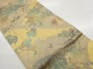 引箔山並みに紅葉・蔦・色紙散らし模様名古屋帯